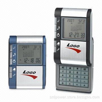 Eight-digit Slide-up Calculator with Alarm, Available in Various Sizes, Measures 80 x 57 x 25mm
